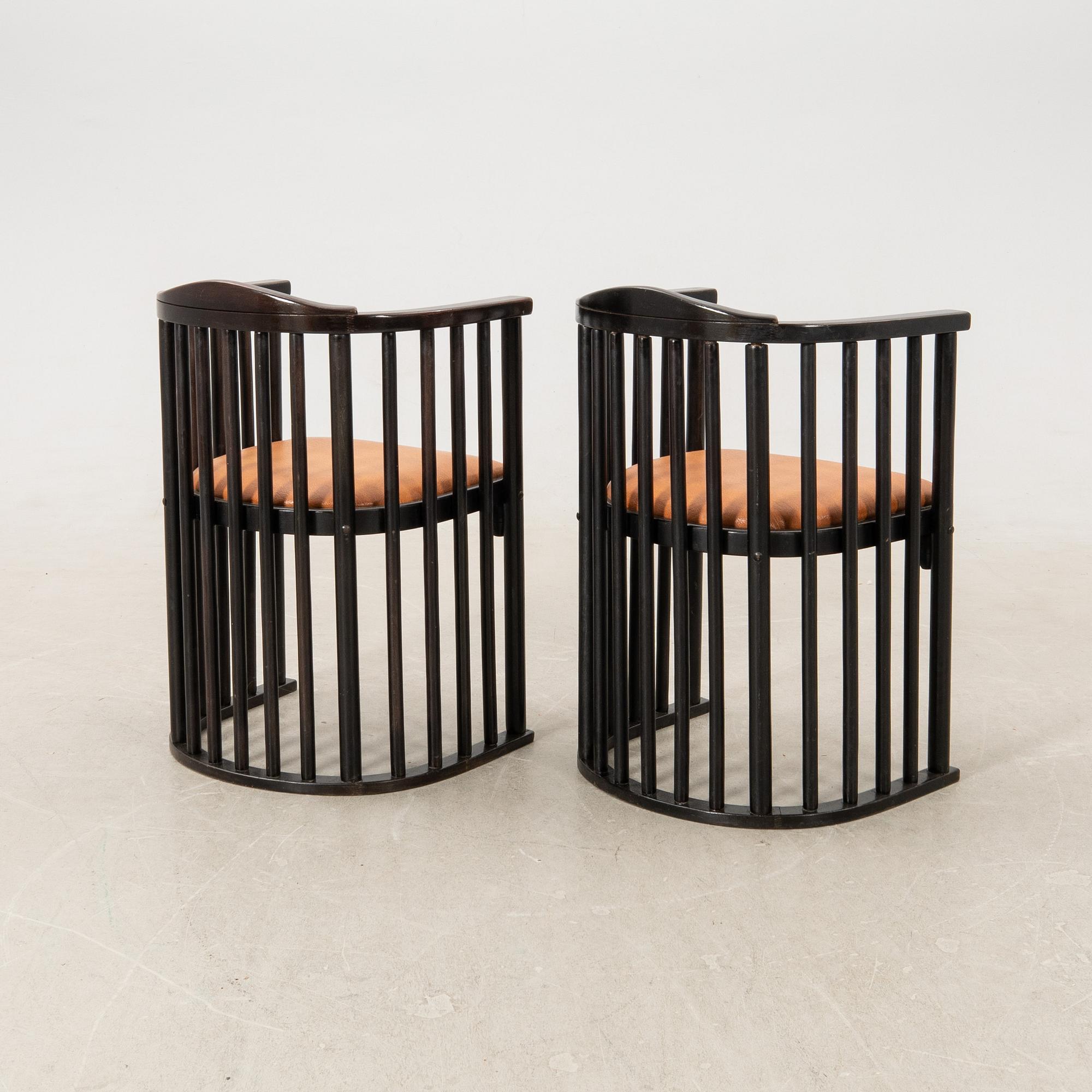 Josef Hoffmann, armchairs a pair attributed to the first half of the 20th century.