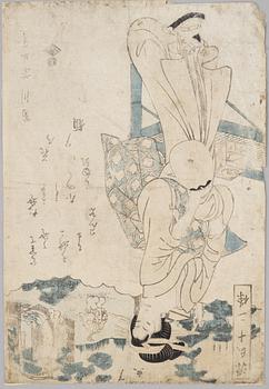 Keisai Eisen, two woodblock prints.