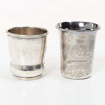 Two beakers, 2 pieces, silver, Stockholm, second half of the 19th century.