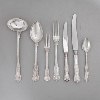 BESTICKDELAR, 22 delar, silver, bla C. G. Hallberg, Stockholm 1956. Total vikt ca 1043 gram.
