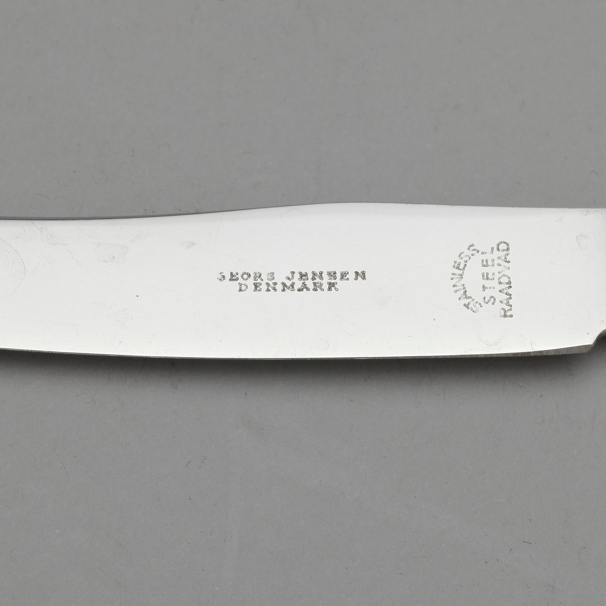 KNIVAR, 6 st, silver, Konge/Acorn, Johan Rohde för Georg Jensen. Total vikt ca 245 gram.