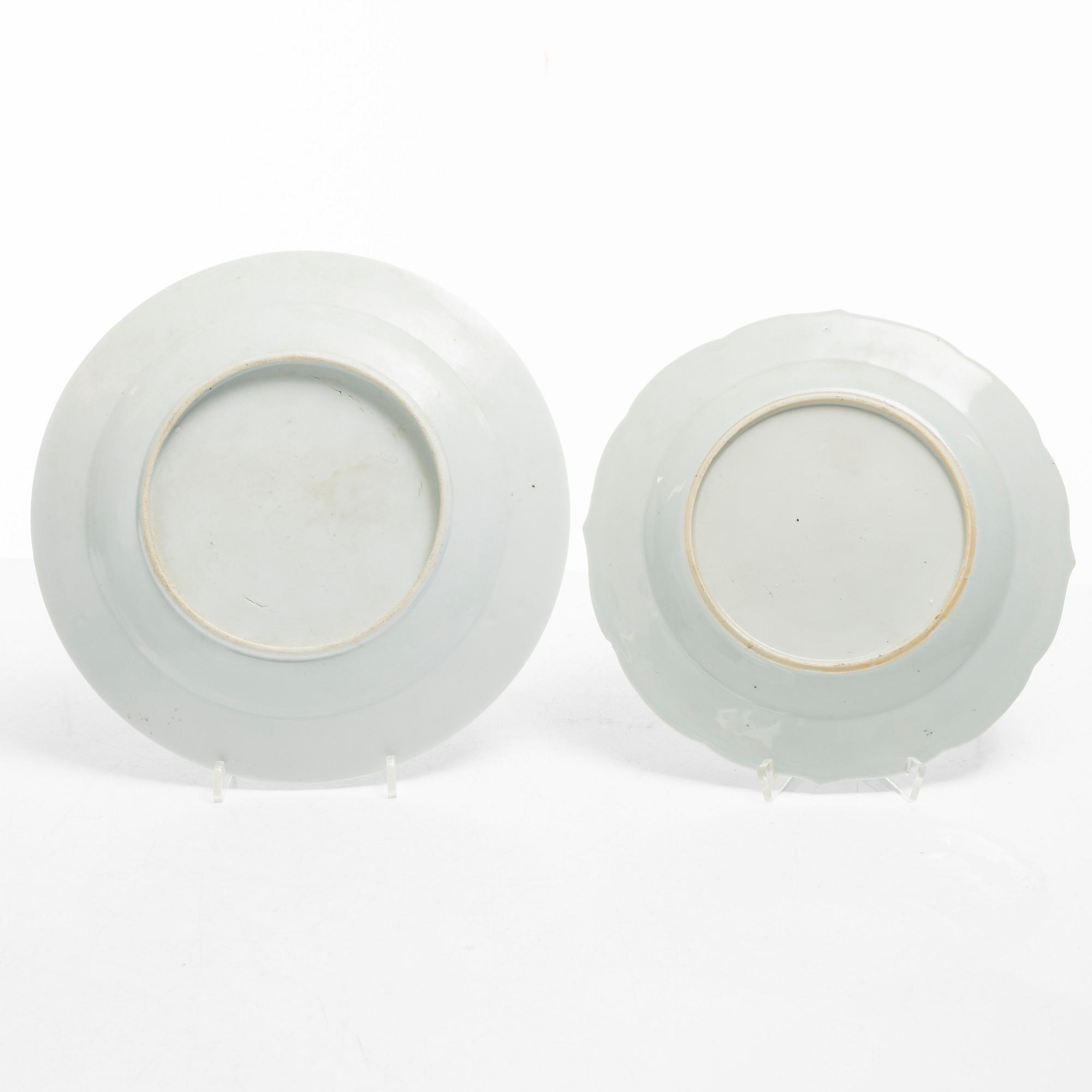 Tallrikar, 4 st, porslin, Kina, 1700/1800-tal.