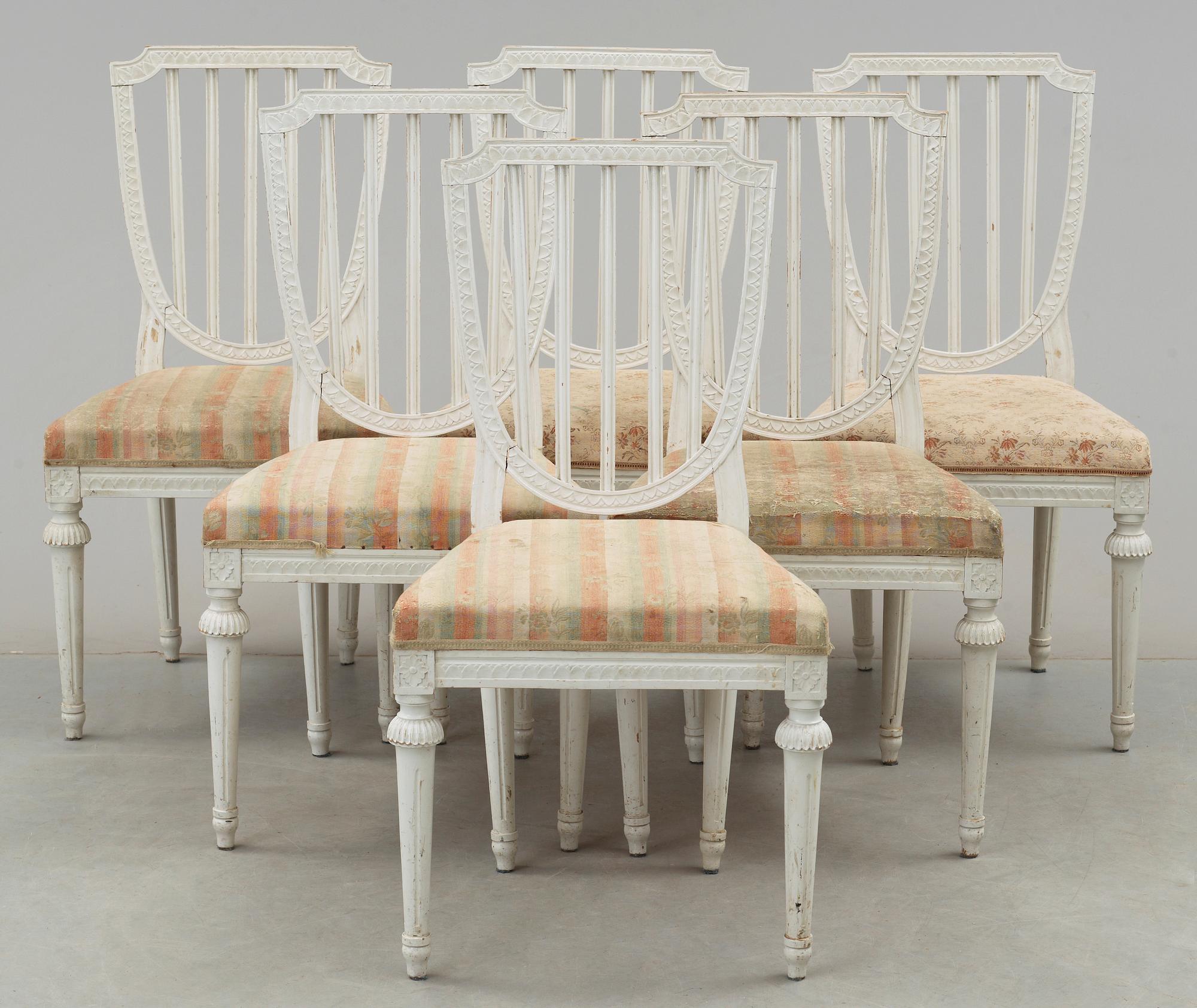 STOLAR, 6 st, gustaviansk stil, omkring 1900-talets mitt.
