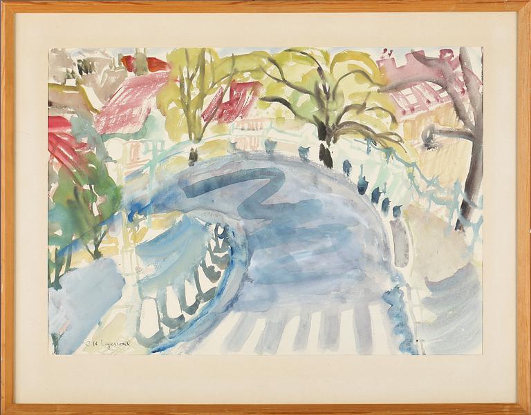 CHARLOTTE HARTMANN-LAGERWALL, akvarell, signerad.