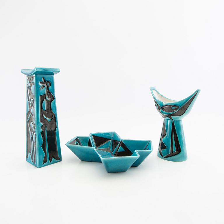 Carl-Harry Stålhane, Vaser 2 st samt skålfat "Havanna" Rörstrand 1900-talets mitt/andra hälft flitngods.