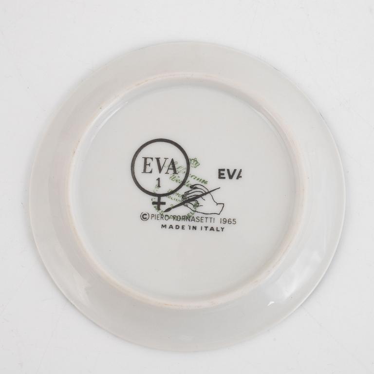 Piero Fornasetti, glasunderlägg, 16 st, "Adamo ed Eva", flintgods, Milano, Italien.