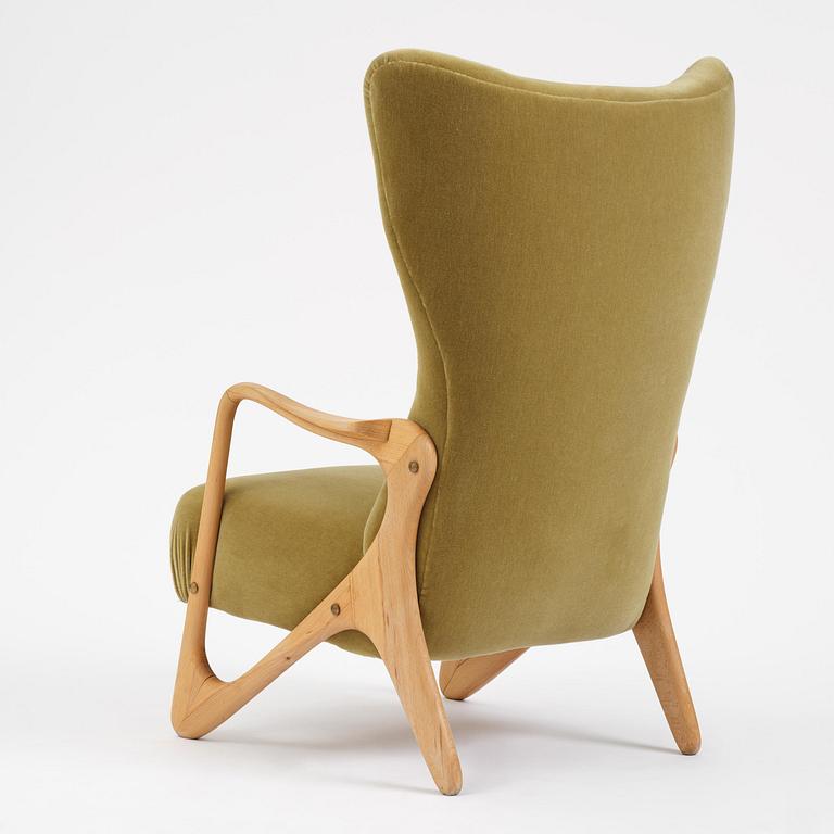 Jens Malling Pedersen, a rare "Pelican" high back easy chair, Dantos, Vejle, Denmark, 1950s.