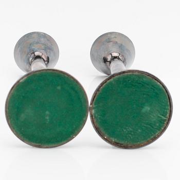 Gustaf Jansson, ljusstakar, ett par, sterlingsilver, C.G.Hallberg, Stockholm, 1960.