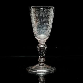 An engraved Russian goblet, 18th Century.