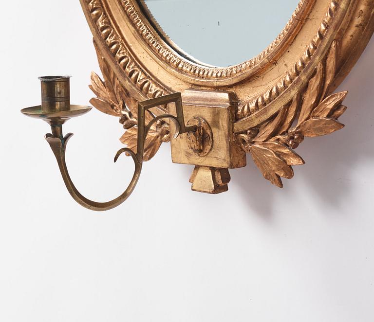 Spegellampetter, ett par, för ett ljus, Stockholmsarbeten, sent 1700-tal, Gustavianska.