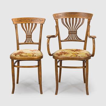 Early 20th century suite of furniture, 7 pieces, Fischer, Austria.