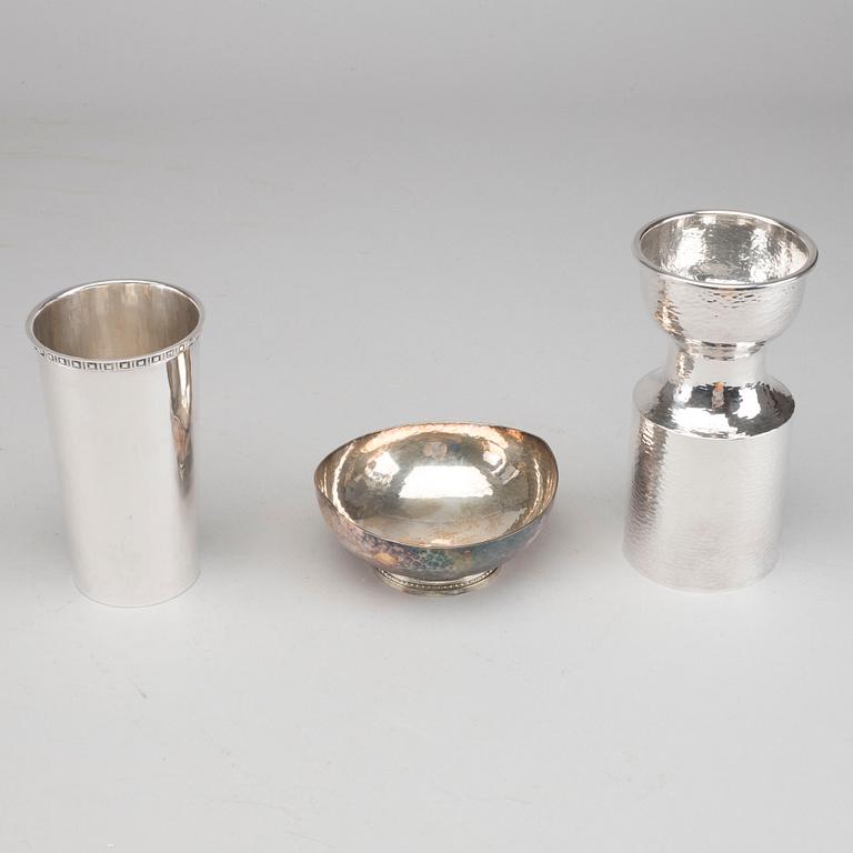 ERIC LÖFMAN, two vases and a small bowl, 1970 and 1972.