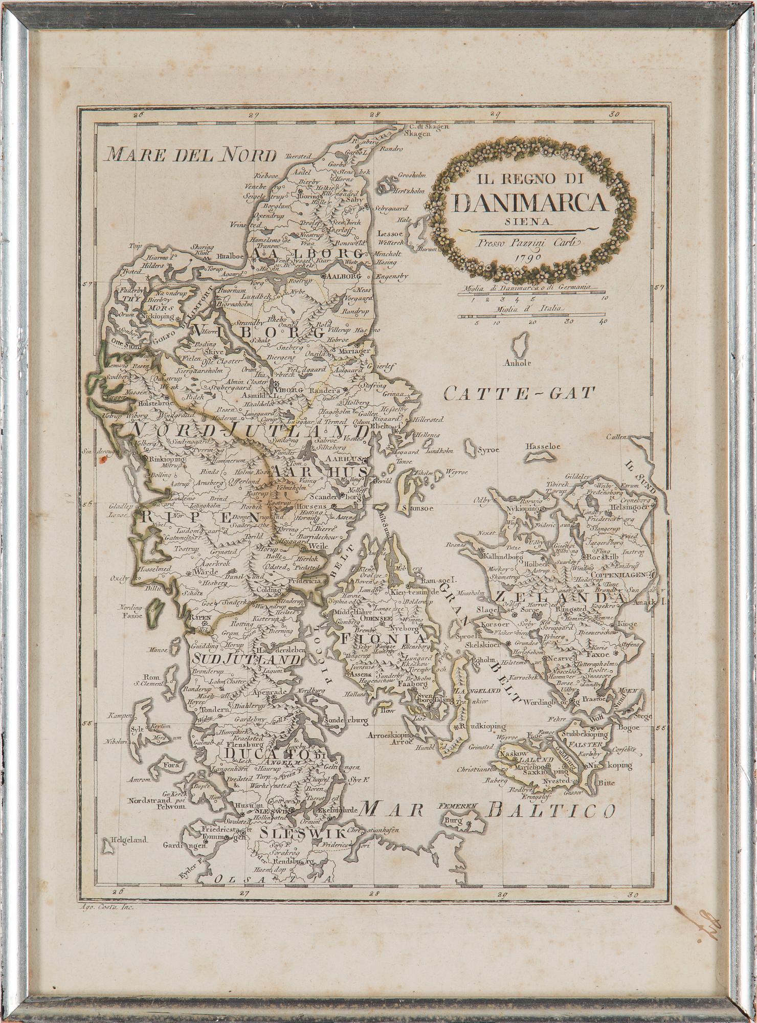 Three maps by Vincenzo Pazzini Carli, Siena, Italy, late 18th century.