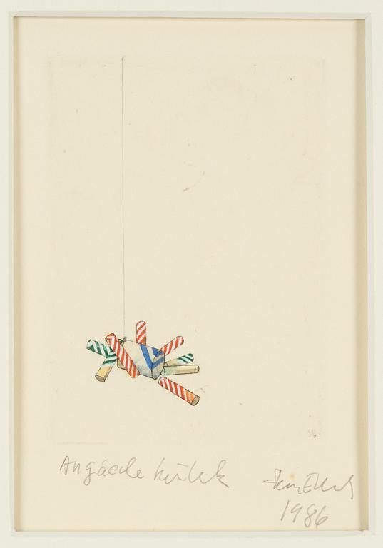 Sten Eklund, coloured etching, signed Sten Eklund and dated 1986.