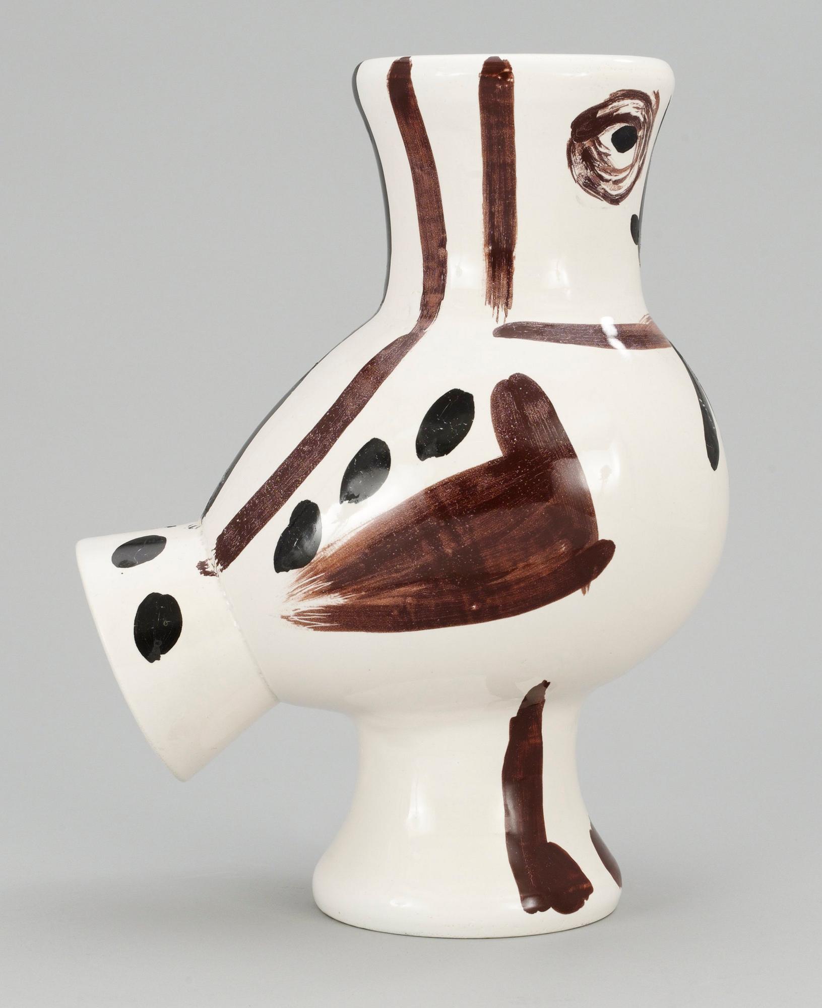 A Pablo Picasso faience pitcher "Chouette aux taches", Madoura Vallauris, 1951.
