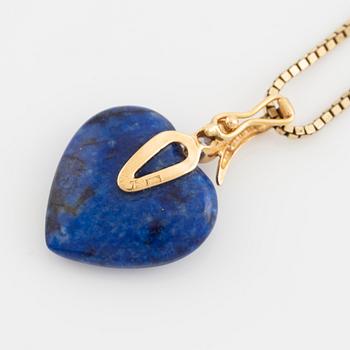 Lapis lazuli and white stone heart pendant.