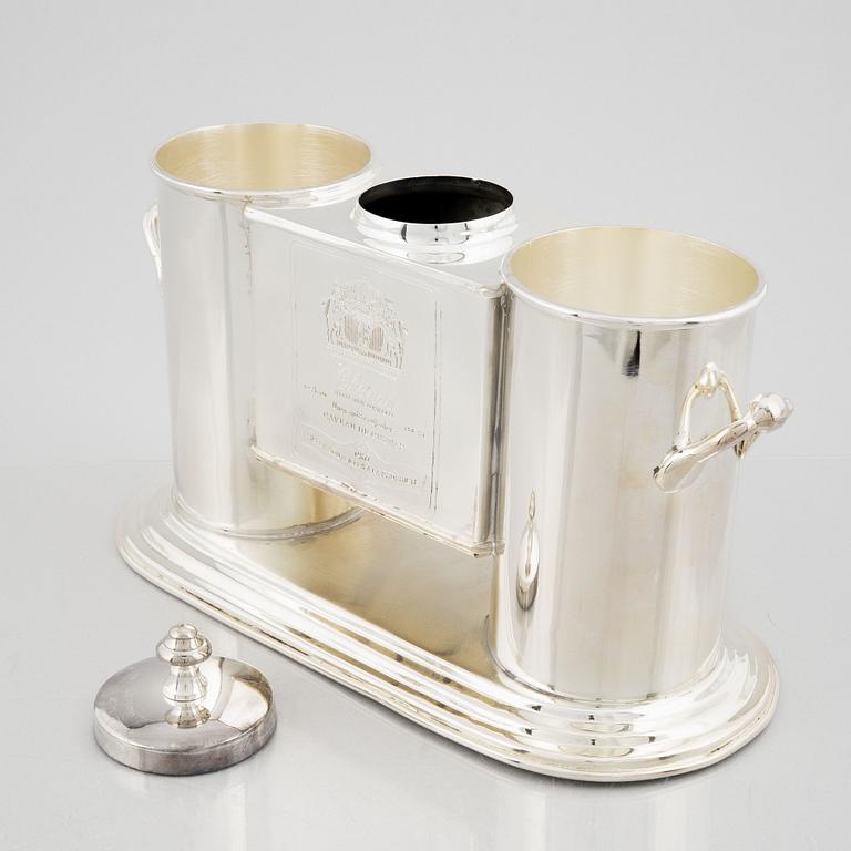 A silver-plate wine cooler, 21st century.