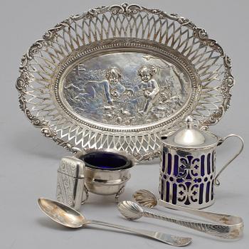 PARTI SILVER, 6 delar, 1800/1900-tal. Vikt 385 g.