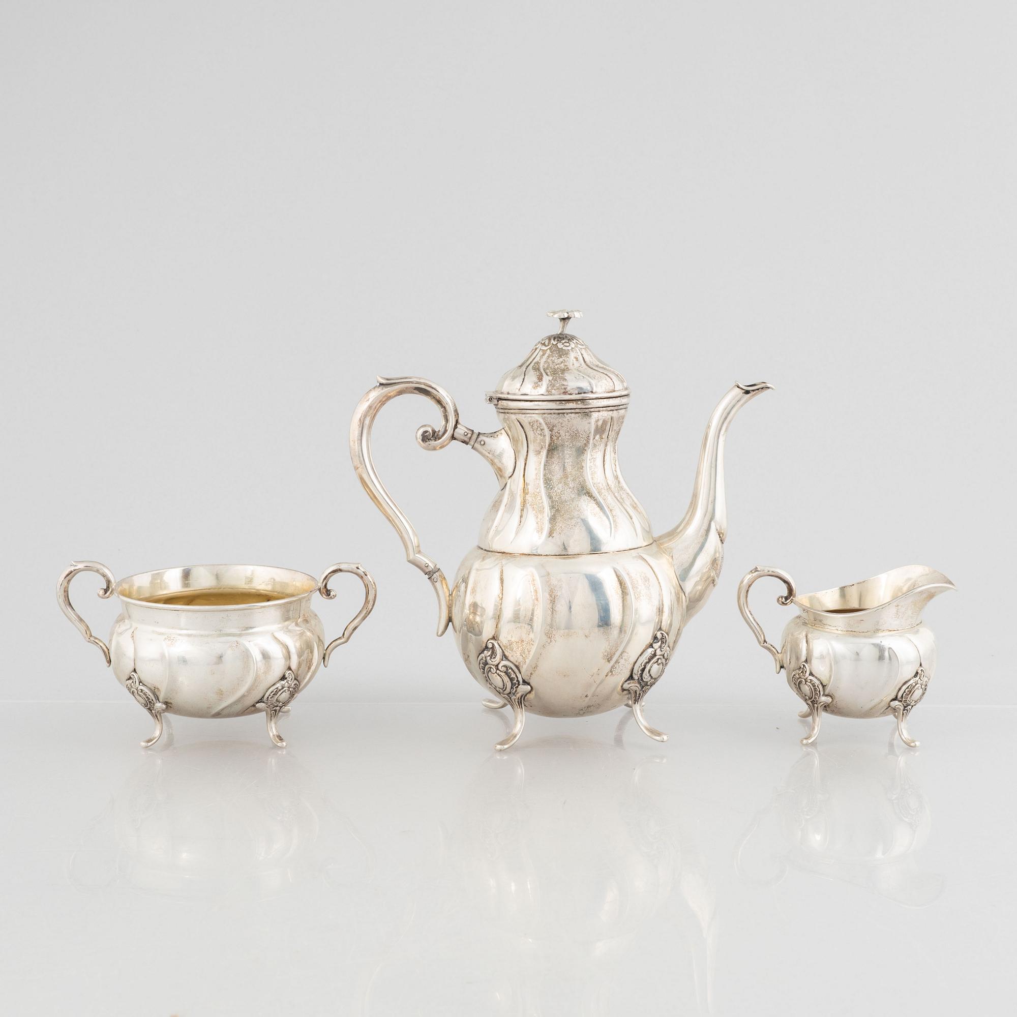 A 3-piece silver coffee service, Swedish import marks, first half/mid 20th century.
