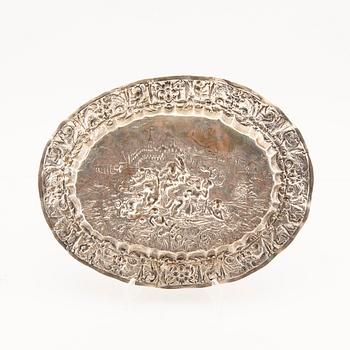 A possibly German Baroque style silver plate later part of the 19th century weight 390 gram.