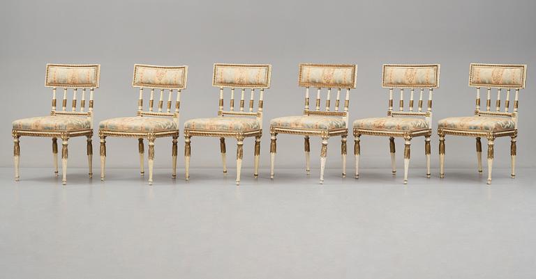 A set of 6 late Gustavian chairs attributed to E Öhrmark.