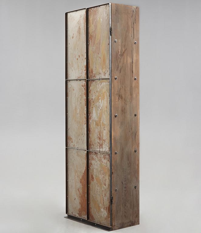 A Jonas Bohlin stained oak and patinated steel cabinet 'Slottsbacken', Källemo, Sweden circa 1987.