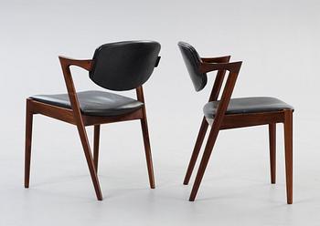 A set of eight Kai Kristiansen palisander 'model 42' chairs, Schou Andersen Møbelfabrik, Denmark 1950-60's.