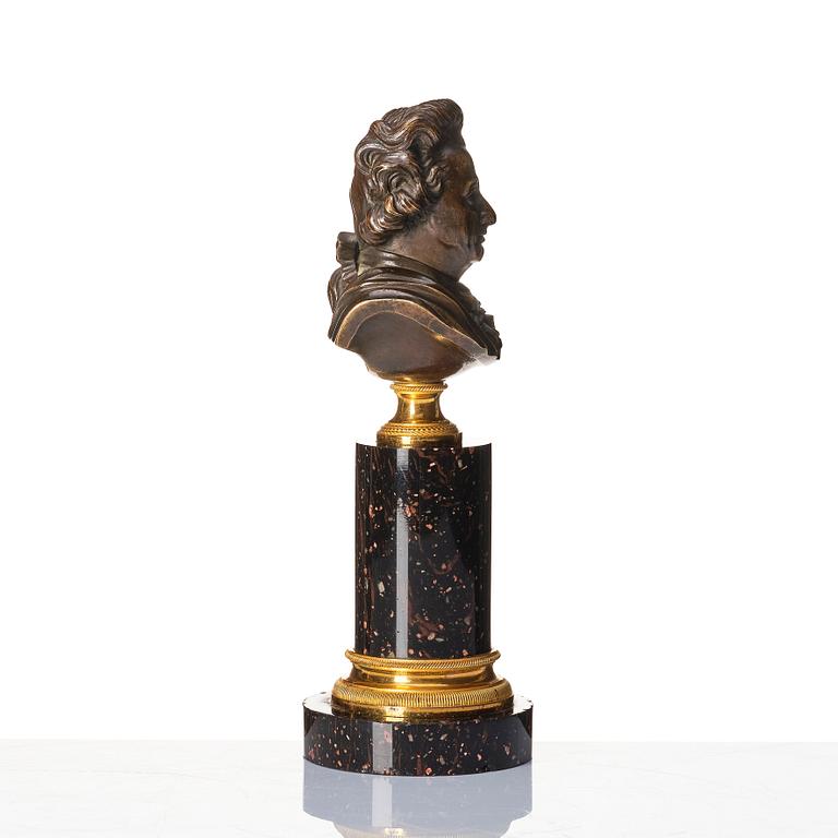 Bordsbyst, Gustav III, efter Johan Tobias Sergel, tillskriven Fredrik Ludvig Rung (1758-1837).