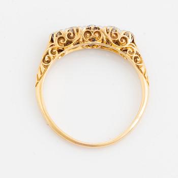 18K gold and old cut diamond band ring.