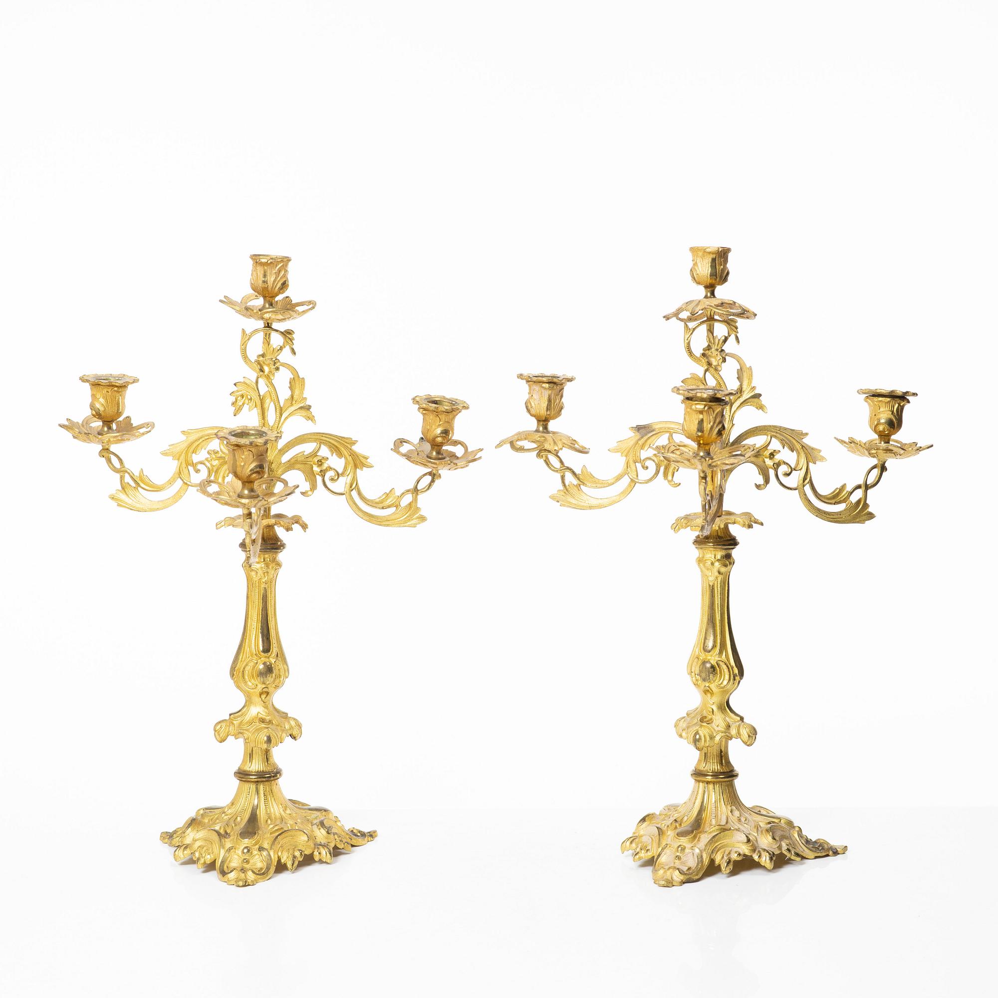 A pair of Oscarian candelabras, Sweden, late 19th century.