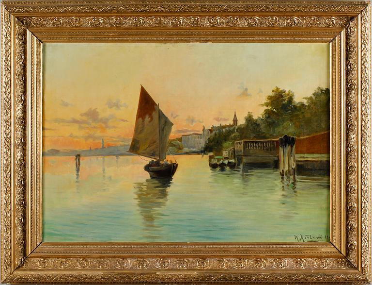 OIDENTIFIERAD KONSTNÄR, olja på duk, otydligt signerad, omkring år 1900.