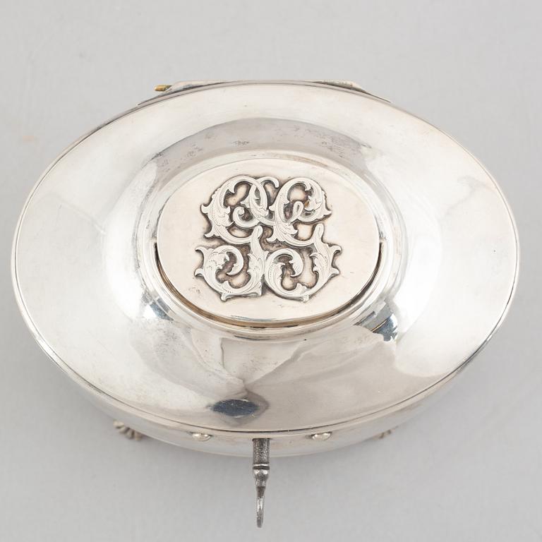 An Empire silver sugar box, mark of Gustaf Folcker, Stockholm 1817.