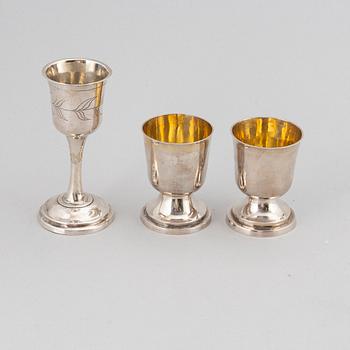 2+1 Swedish silver and parcel-gilt cups, 1830-40s.