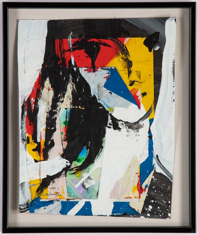 Jan Naliwajko, collage på papper, signerad och daterad 1989.