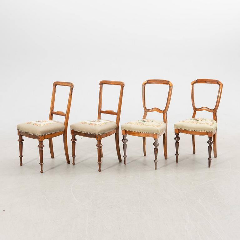 Chairs 2 pairs and a stool, late 19th century (5 pcs).