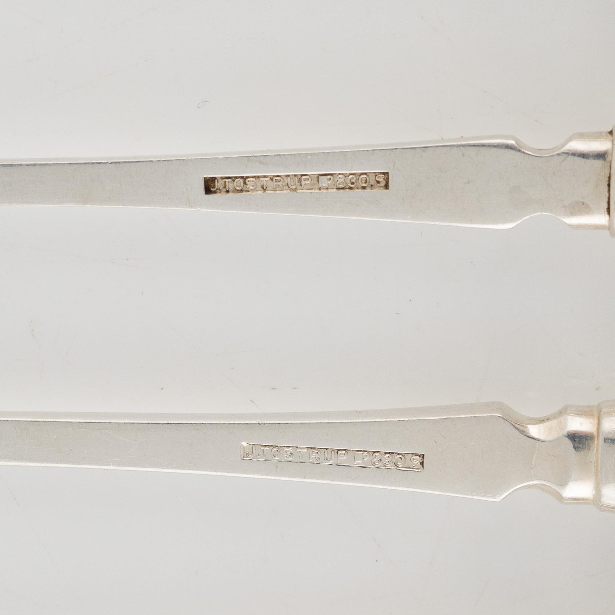 Hummergafflar, 6 st, silver, J. Tostrup, Norge.