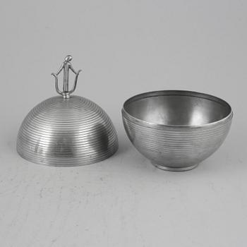 Sylvia Stave, a pewter bowl with cover for C.G. Hallberg, Stockholm, Sweden 1933.