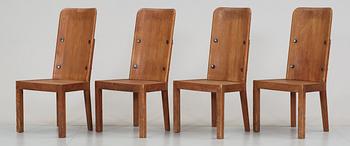 A set of four chairs and two armchairs by Axel Einar Hjorth, Nordiska Kompaniet, Stockholm 1930's.