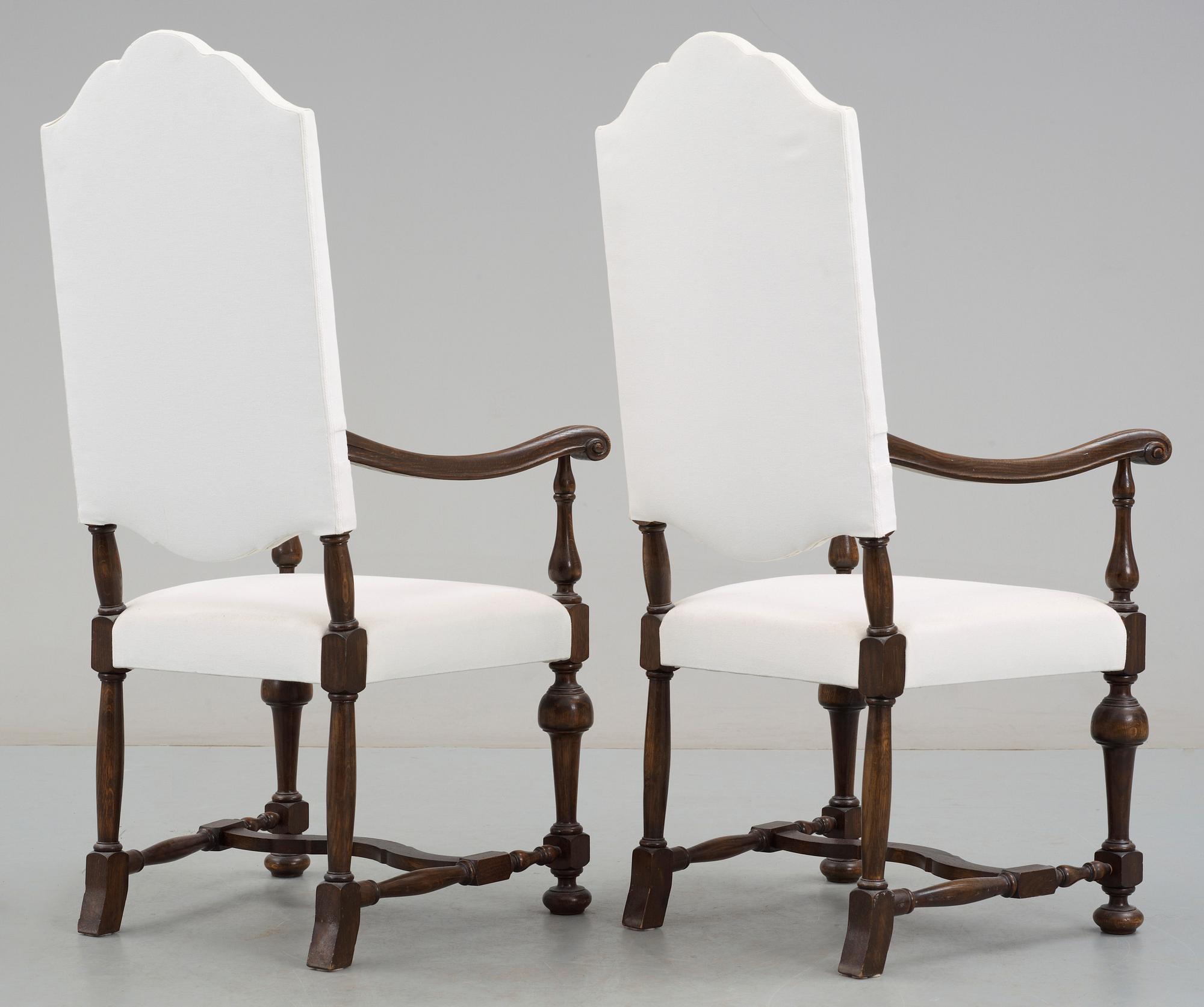 KARMSTOLAR, ett par, barockstil, 1800-talets slut.