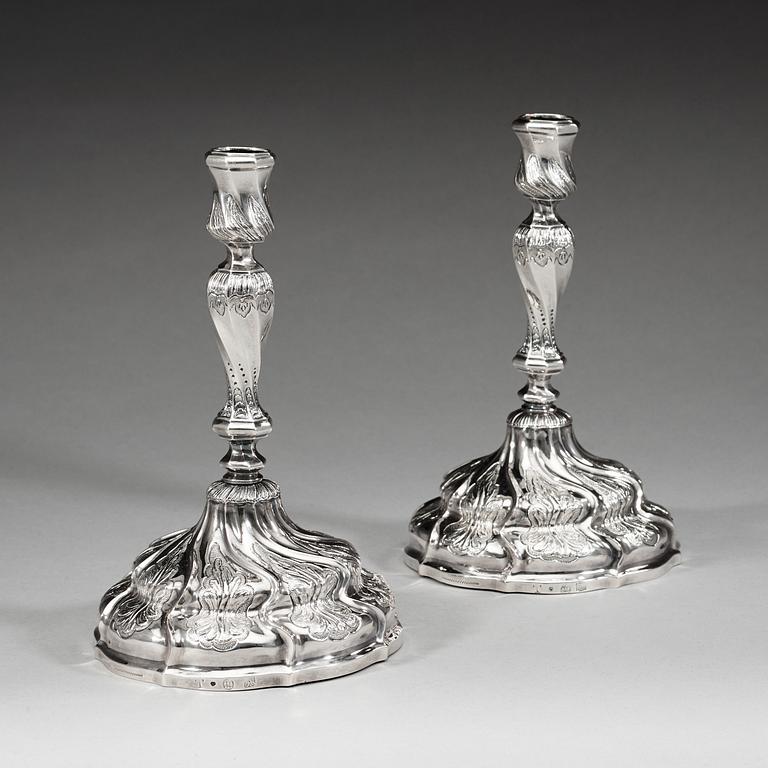 A pair of Swedish 18th century silver candlesticks, Anders Schotte, Uddevalla.