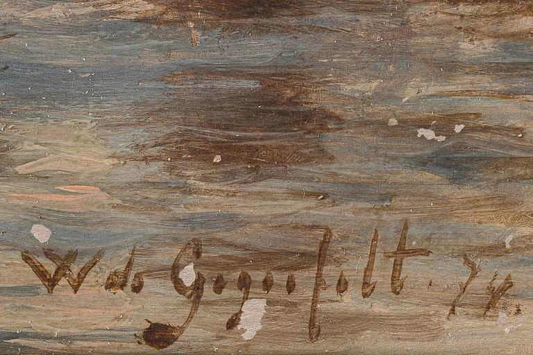 Wilhelm von Gegerfelt, Coastal scene with fishing boats.