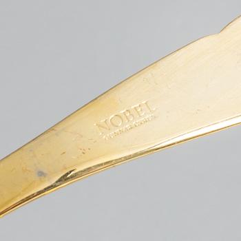 GUNNAR CYRÉN, fish cutlery, 28 pieces, gilt steel, "Nobel", Gense/Yamazaki.