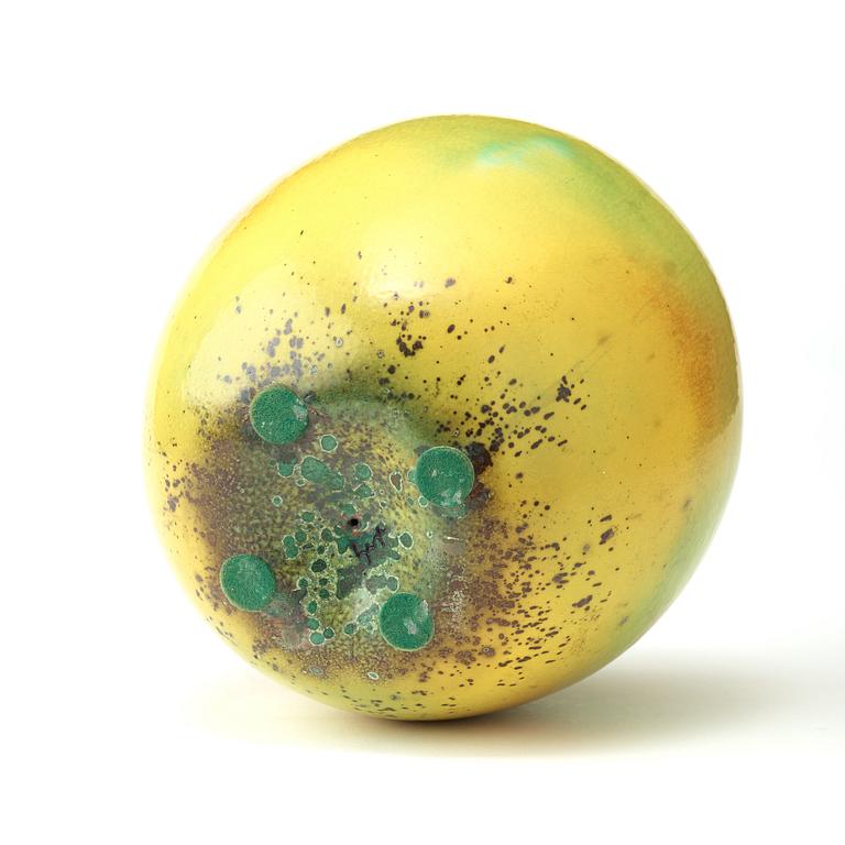 A Hans Hedberg faience apple, Biot, France.