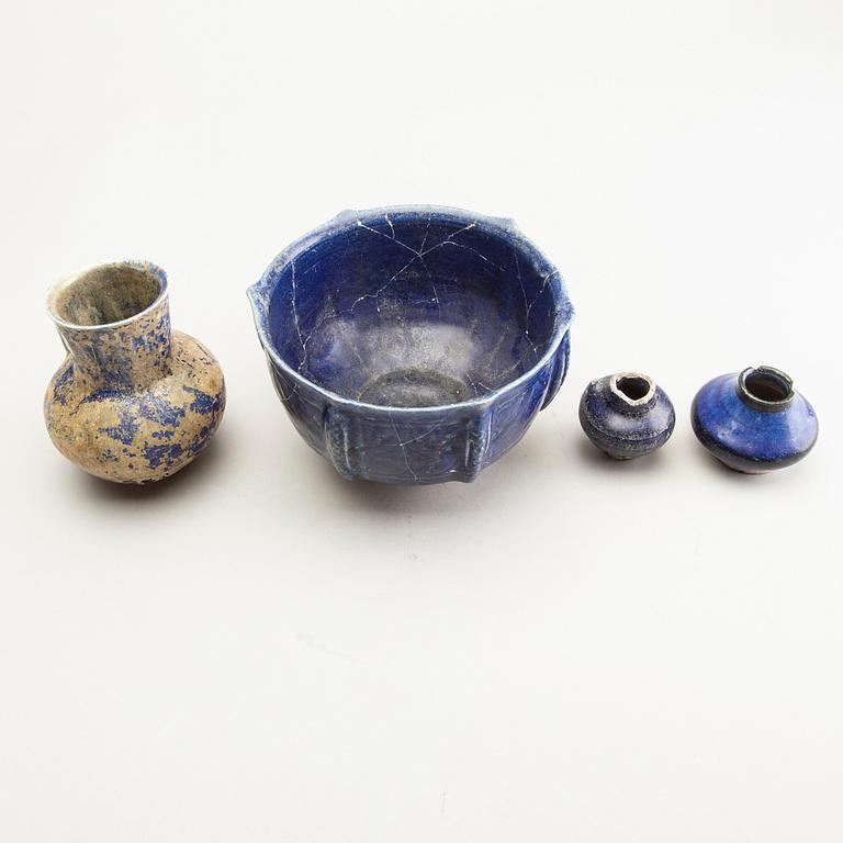 A group of lapiz lazuli blue ceramics, Persia, possibly 12th/14th Century.