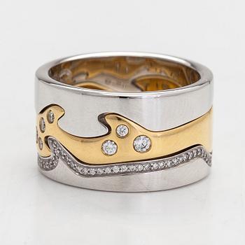 Georg Jensen, ring, "Fusion", 3 st, 18K guld/vitguld med diamanter totalt ca 0.34 ct.