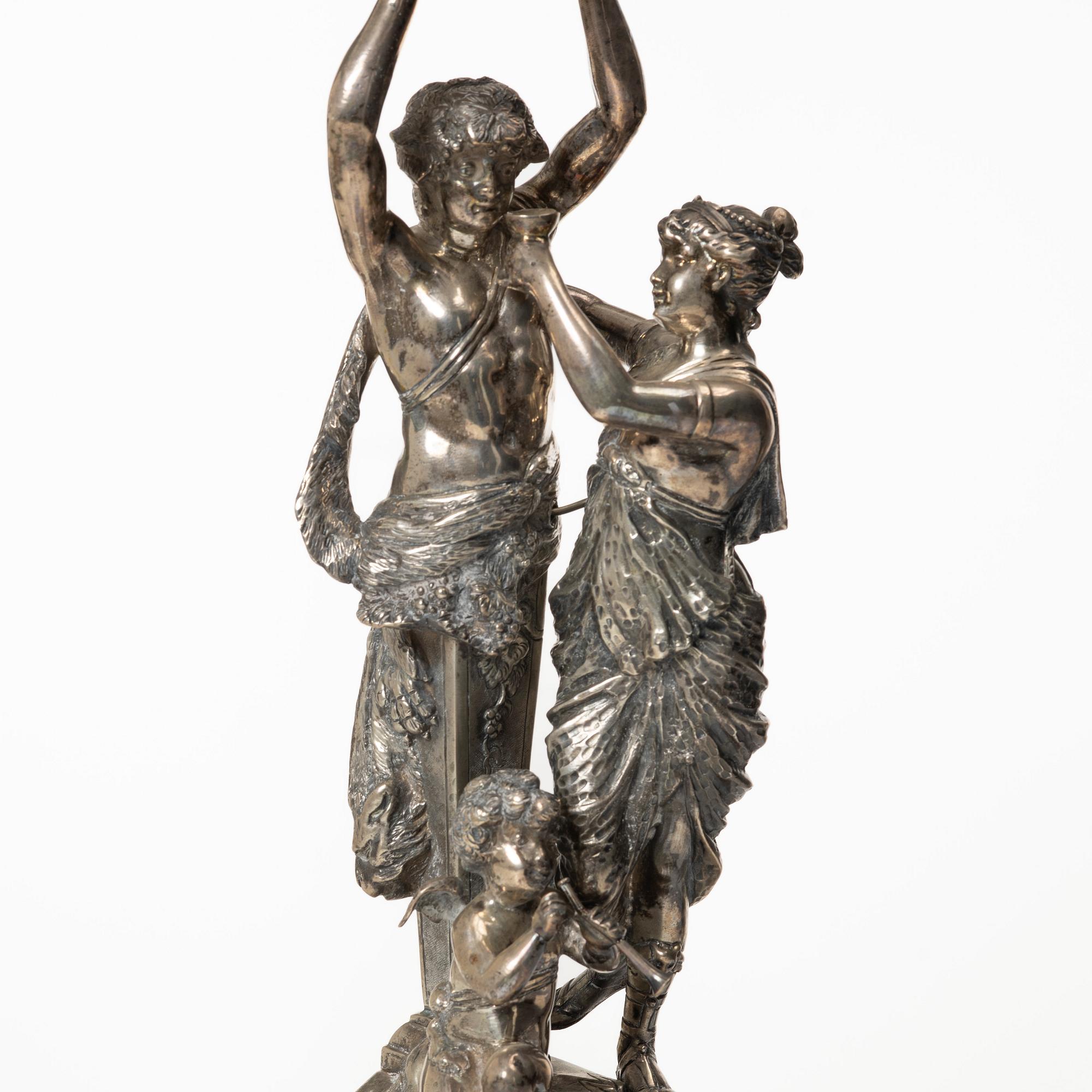 A silver and glass Rococo style centerpiece, Lale Silverware & Co Ltd, Istanbul, Turkey, 20th century.