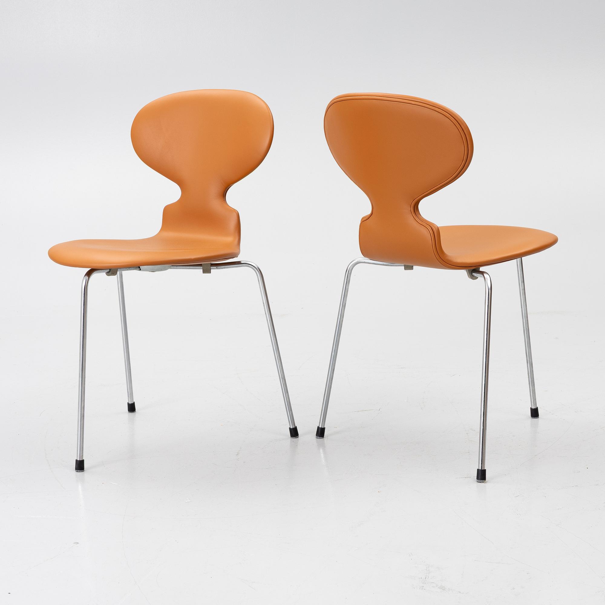 Arne Jacobsen, Stolar, 6 st, "Myran", Fritz Hansen, 1950/60-tal.