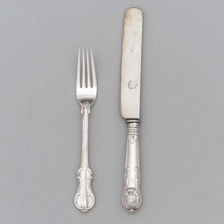 A 24-piece set of Grachev silver cutlery, Saint Petersburg 1889 and 1895.