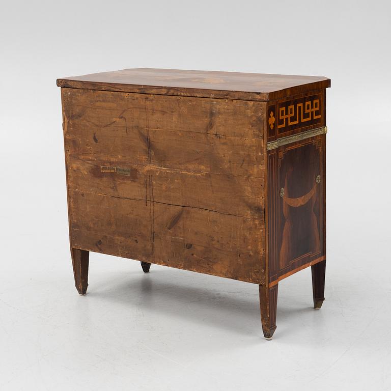 A Gustavian rosewood marquetry and gilt brass-mounted commode in the manner of G. Foltiern, late 18th century.