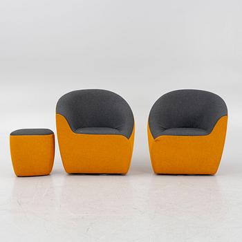 UNStudio/Ben van Berkel, fåtöljer, ett par, med fotpall, "Seating Stones", Walter Knoll.